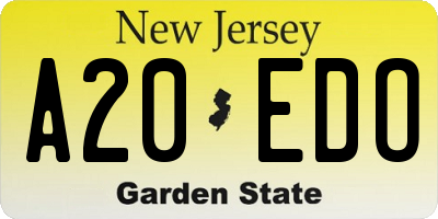 NJ license plate A20EDO