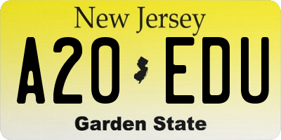 NJ license plate A20EDU
