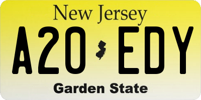 NJ license plate A20EDY