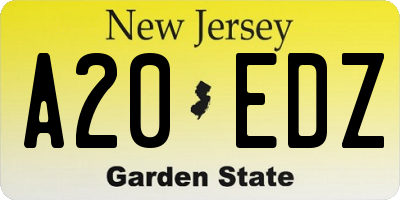 NJ license plate A20EDZ