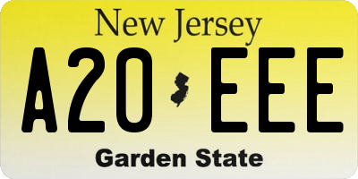 NJ license plate A20EEE