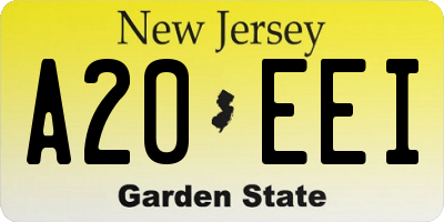NJ license plate A20EEI