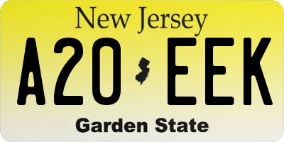 NJ license plate A20EEK
