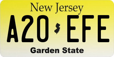 NJ license plate A20EFE