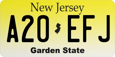 NJ license plate A20EFJ