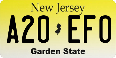 NJ license plate A20EFO
