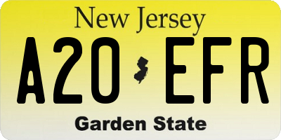 NJ license plate A20EFR