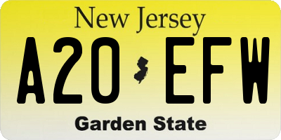 NJ license plate A20EFW