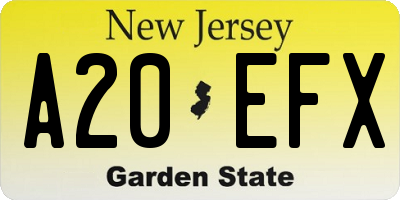 NJ license plate A20EFX