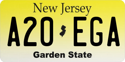 NJ license plate A20EGA