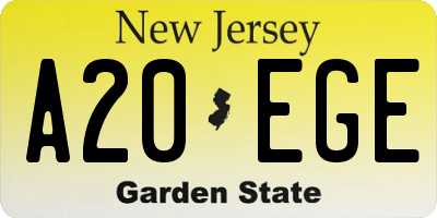 NJ license plate A20EGE