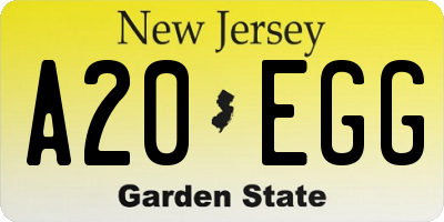 NJ license plate A20EGG