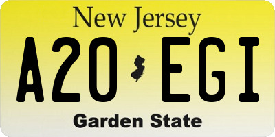 NJ license plate A20EGI