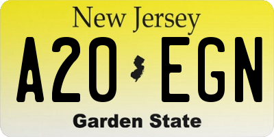 NJ license plate A20EGN
