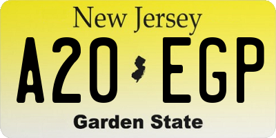 NJ license plate A20EGP