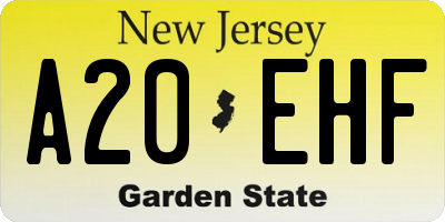NJ license plate A20EHF