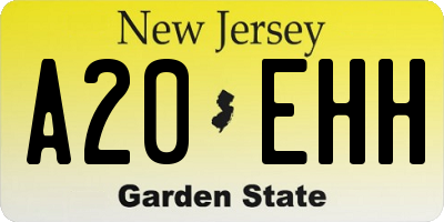 NJ license plate A20EHH