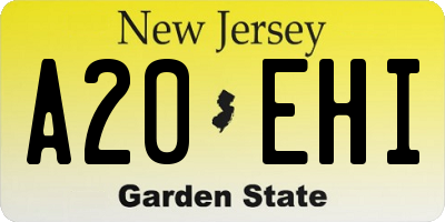 NJ license plate A20EHI
