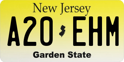 NJ license plate A20EHM