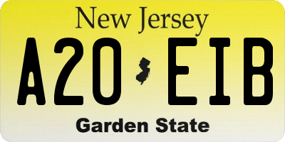 NJ license plate A20EIB