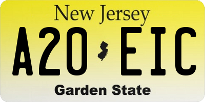 NJ license plate A20EIC