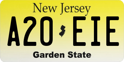 NJ license plate A20EIE