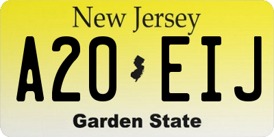NJ license plate A20EIJ