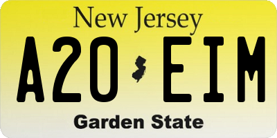 NJ license plate A20EIM