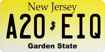 NJ license plate A20EIQ