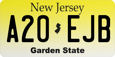 NJ license plate A20EJB