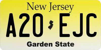 NJ license plate A20EJC