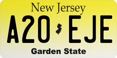 NJ license plate A20EJE