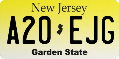 NJ license plate A20EJG
