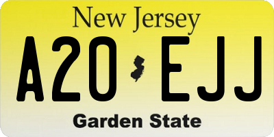NJ license plate A20EJJ