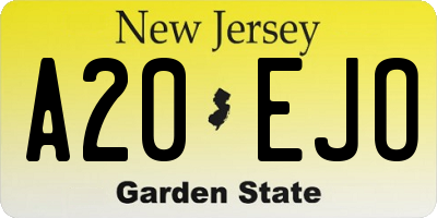 NJ license plate A20EJO