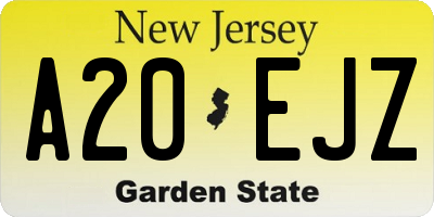 NJ license plate A20EJZ