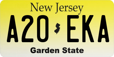 NJ license plate A20EKA