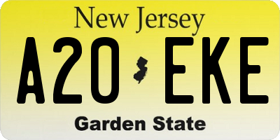 NJ license plate A20EKE