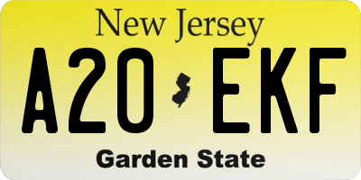 NJ license plate A20EKF