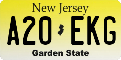 NJ license plate A20EKG