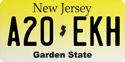 NJ license plate A20EKH