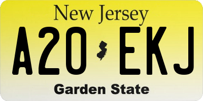 NJ license plate A20EKJ