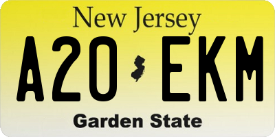NJ license plate A20EKM