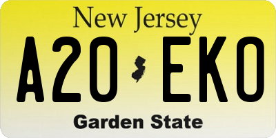 NJ license plate A20EKO