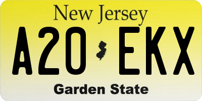 NJ license plate A20EKX