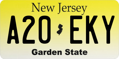 NJ license plate A20EKY