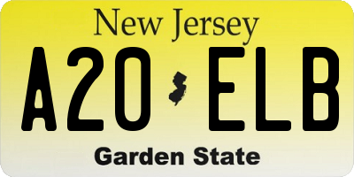 NJ license plate A20ELB