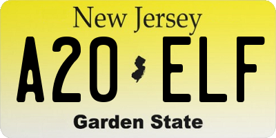 NJ license plate A20ELF