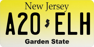NJ license plate A20ELH