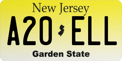 NJ license plate A20ELL